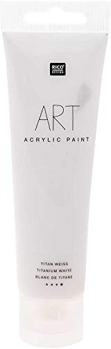 Rico Design ART Künstler Acrylfarbe 100 ml titan-weiss - auf Wasserbasis -Malfarbe für Anfänger, Profikünstler, Kinder & Erwachsene