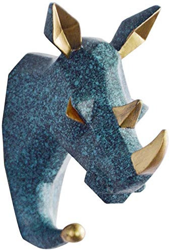 TZAMLI Nashorn Wandhaken Tier Harz Kleiderhaken Ohne Bohren, Handtuchhaken Wand Tür Haken Aufbewahrung Ordnen Handtuch Kleidung, Retro Blau