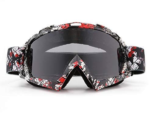 SPOSUNE Motorradbrille, ATV Dirt Bike Off Road Racing MX-Fahrbrille Anti-Scratch Staubdicht Biegbar UV400 Brille Gepolstert Weicher Dicker Schaumstoff, Verstellbarer Riemen Erwachsenen-Motocross