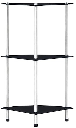 vidaXL Regal mit 3 Ablagen Vitrine Glasregal Dekoregal Sammlervitrine Standregal Glasvitrine Bücherregal Vitrinenschrank Glas Schwarz 30x30x67 cm Hartglas
