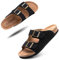 Hitmars Sandalias de pala Mujer Hombre Sandalias de Vestir Mules Punta Abierta Chanclas Plano Cómodas Verano Ajustable Hebilla Zapatillas Negro Número 35 EU