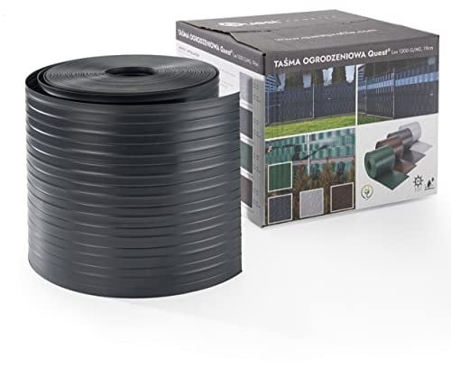 Quest Sichtschutzstreifen für Doppelstabmatten aus Hart PVC - Sichtschutz Windschutz für Zaun im Garten Balkon Terrasse – Höhe: 19cm, Länge: 2,525m – 900g/m2 (1 Streifen x 2,525m, Anthrazit)