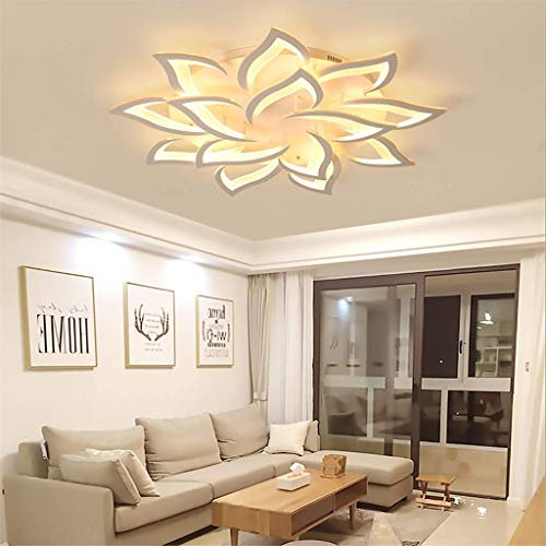 FUMIMID Moderne LED Deckenleuchte Wohnzimmer Deckenlampe Kreative Blumenform Design Acryl Metall Blütenblatt Kronleuchter Mit Schlafzimmer Kinderzimmer Beleuchtung Lampen,14 heads