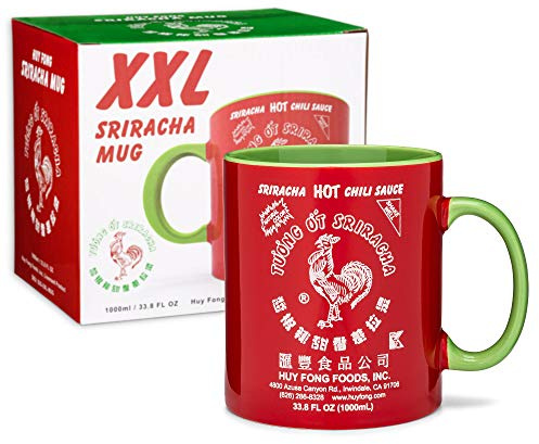 Sriracha2Go - Sriracha Chili Hot Sauce Red & Green Ceramic Mug, XXL, 33.8 Ounce