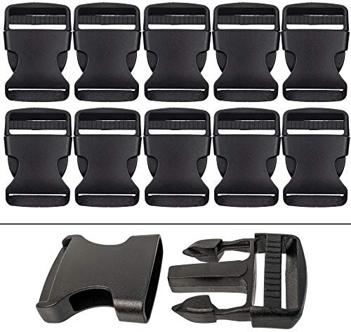 Steckschnallen, Größe 32 mm, 10 Stück, in Schwarz, aus Kunststoff, Gurtbänder Steckschnallen-Klickverschluss, Ersatz Steckverschluss, Schnalle Reparatur, Rucksack Gurtschnalle, Steckschließe Gurt