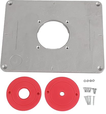 GOTOTOP Router Tischplatte, Aluminiumlegierung Einsatzplatte Router Tisch mit 4 Ringen Schrauben für Holzbearbeitungsbänke, 11,81 '' x 9,25 '' x 0,37 ''