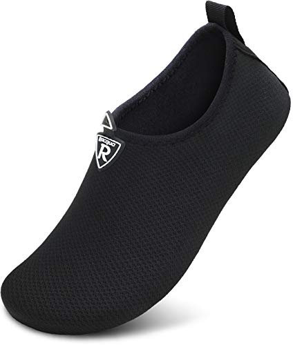 Racqua Wasserschuhe für Männer und Frauen, Barfuß, Strand, Schwimmschuhe, schnell trocknende Aqua-Yoga-Socken für Pool, Reisen, Kajakfahren, Fluss Schwarz 38-39