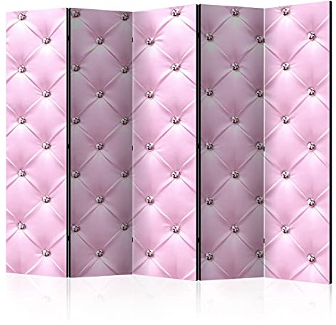 murando Raumteiler Foto Paravent Glamour 225x172 cm beidseitig auf Vlies-Leinwand Bedruckt Trennwand Spanische Wand Sichtschutz Raumtrenner Design rosa Diamant Ornament Lederoptik f-C-0097-z-c
