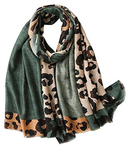 FAIRYGATE Femme Foulard Chic Léopard Imprimé Animal Mode Classique Echarpe En Coton Lin Long Chaude Etole Châle De Plage Toutes Les Saisons 81019