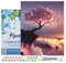 Figured'Art Peinture par Numéro Adulte avec Cadre Arbre rose et Nuages - Activité Manuelle Kit de Loisir Créatif DIY Numéro d'Art Complet - 40x50cm toile tendue sur châssis