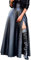SOMTHRON Lässiger Damen-Maxirock aus Kunstleder mit hoher Taille PU-Leder Seitenschlitz A-Linie bodenlange schwingende Lange Röcke mit Taschen(BL,XL)