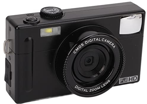 Zunate Cámara Digital sin Espejo FHD, Cámara Digital Portátil 8MP 16X Zoom 1080P HD con Pantalla LCD de 3 Pulgadas, Videocámara con Cámara Mini Vlog PC, para Niños Friend Home(Negro)