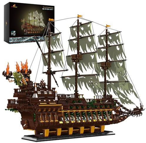 JMBricklayer Piratenschiff Bausteine 40101, Flying Dutchman Piratenschiff Klemmbausteine, Segelschiff Modellbausatz, Schiff Spielzeug Geschenke für Erwachsene und Jugen