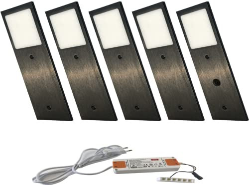 ACCE Super flach Aluminiumkörper LED Unterbauleuchte Küchen Möbel Leuchte Warmweiß oder Neutralweiß inkl Konverter ein Strahler mit Dimmbaren Schalter