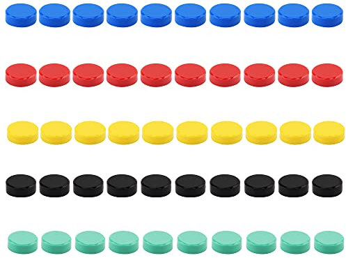 Sanrolax Fridge Magnets, 50Pcs 5 Colors Whiteboard Magnets Small Magnets, Round Magnets for Whiteboard Fridge Office School Notice Board