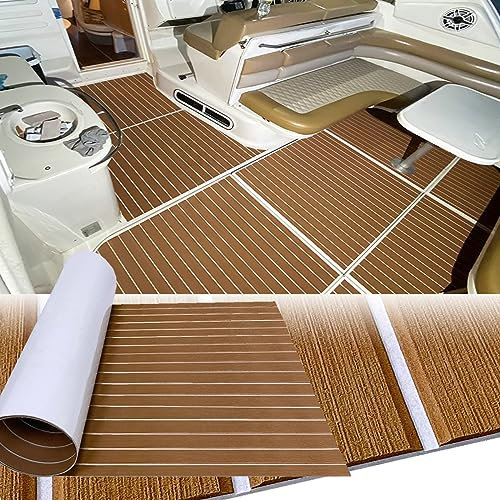 Hzkaicun Eva Schaum Boot Bodenbelag Marine rutschfeste Matte 240x112cm Selbstklebend Teakholzimitat Deck Teppich für Boote Schiffsdecks Yachtboden Schwimmbad Motorboot Schnellboot Kajak