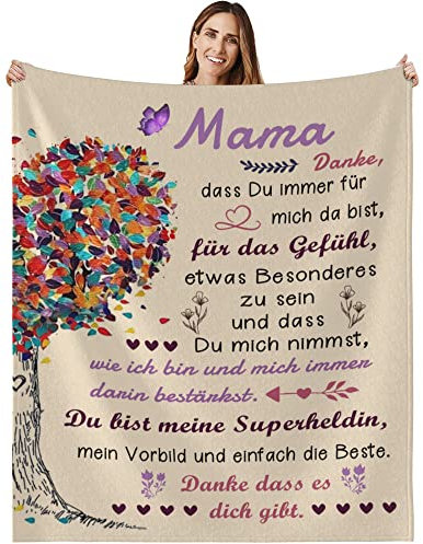 MAST DOO Geschenke für Mama, Geburtstagsgeschenk für Mama Decke, Geburtstag Muttertag Mutter Geschenk Kuscheldecke Flauschig, Beste Geschenkideen, Super weiche Fleecedecke 150x130cm
