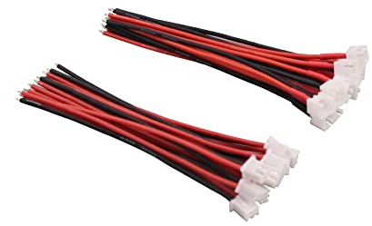 OliYin 10pairs JST-XH 2.54mm 1S 2 Pin Balance Plug Lead Socket Male and Female Connector with 22awg 10cm Silicone Wire Cables