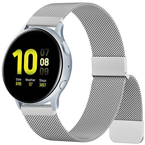Vancle für Samsung Galaxy Watch Active 2 40mm 44mm Armband/Watch 3 41mm Armband/Watch 5/4 40mm 44mm Armband,Metall 20mm Ersatzarmband Uhrenarmband für Galaxy Watch 5 Pro 45mm(Silber)