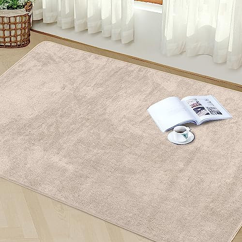Granbest Prämie Dick Teppich ähnlich Schafpelz für Wohnzimmer Küche rutschfeste Waschbare Bodenteppich Ultraweich Boden Schlafzimmer Teppiche (120 x 160 cm, Kamel)