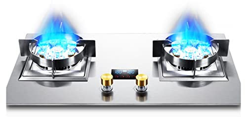 Table De Cuisson À Gaz, Plaque De Cuisson En Acier Inoxydable De 30 Pouces À Double Brûleur, Installation De Bureau Et Encastrée Adaptée À La Cuisine Et Au Camping, Réchaud Double 5,2/7,2 KW (Color