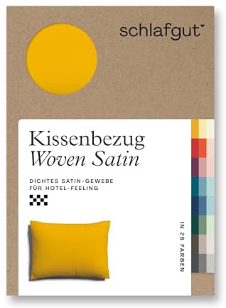 schlafgut Woven Satin Kissenbezug 70x90 cm Yellow Deep Uni in Premium Hotelqualität, Kopfkissenbezug einzeln mit 100% weicher Baumwolle
