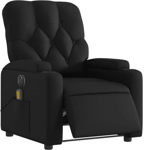 vidaXL Massagesessel, Sessel Elektrisch, Relaxsessel mit Liegefunktion Vibrationsfunktion, Fernsehsessel Liegesessel für Wohnzimmer, Schwarz Kunstleder