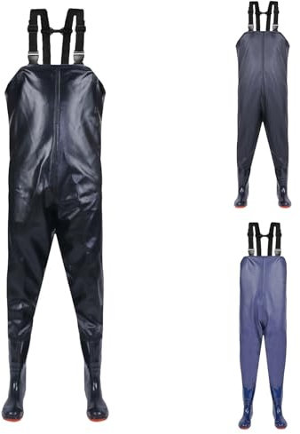 Pantaloni antipioggia da donna, impermeabili, traspiranti, lunghi da pesca, con stivali, in neoprene, da uomo, antivento, da lavoro, antiscivolo, Aa-nero., 48
