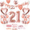 Luftballon 21. Geburtstag Roségold - Deko Set Mit Riesen Folienballon Zahl 21, Happy Birthday Ballon - Dekoration für Frauen