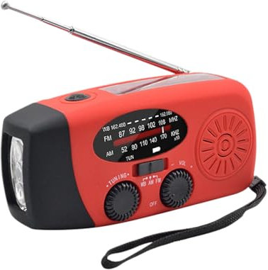 Notfall-Handkurbelradio mit LED-Taschenlampe für Notfälle, tragbares AM/FM-NOAA-Wetterradio, Dynamoradio mit 2000-mAh-Powerbank, Telefonladegerät, USB-Aufladung und Solarstrom für Camping-Notfälle
