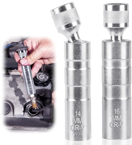 Universel Magnétique Clé à Bougie Allumage, 2 Cle a Bougie Magnétique 16mm/14mm Longue, Clé à Douille de Retrait pour la Réparation Automobile