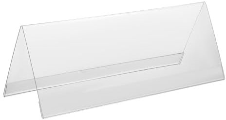 HOARLICN Lot de 50 supports de tente en plastique transparent en forme de V - Porte-nom transparent en plastique - Plaque d'immatriculation - Pour les salles de réunion, à la réception d'hôtel