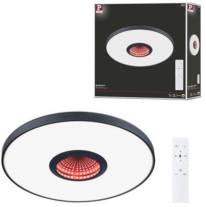 Paulmann 71038 LED Deckenleuchte Spaceglow Three RGB+ 1.200lm 400mm 230V 21W Schwarz matt dimmbar Wand-/Deckenleuchte