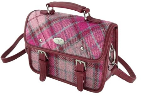 Glen Appin Harris Tweed Bervie Mini-Umhängetasche mit verstellbarem und abnehmbarem Schultergurt, Vibrant Pink