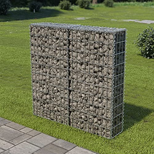 AUVYI Panier en pierre - Décoration de jardin - 100 x 20 x 100 cm - Mur gabion avec couvercle - Clôture de jardin - Construction stable - Mur végétal - Gabion en pierre - Paniers gabions en acier