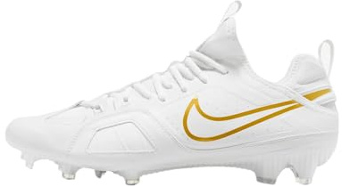 Nike Huarache 9 Varsity LAX SE Lacrosse Cleats, White/White/Metallic Vivid Gold, 12 UK