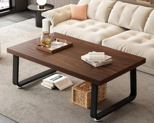 HSH 39 Wood Rectangle Coffee Table for Living Room, Walnut