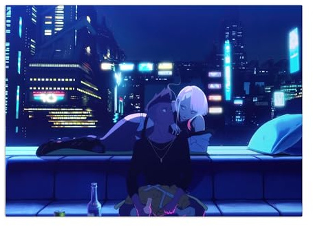 Displate Offiziell Cyberpunk MetallPoster Magnetische Befestigung Inklusive Lizenziert Bilder Hochwertiges Poster Cyberpunk Edgerunners - Night City Poster 45 cm x 32 cm