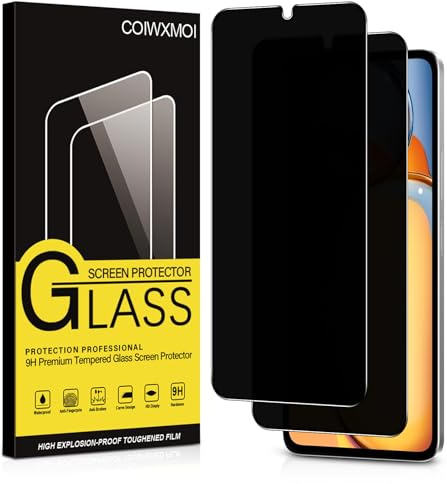 Coiwxmoi Protector Pantalla Privacidad para Xiaomi Redmi 13C Cristal Vidrio Templado Antiespia 9H Dureza Anti-Arañazos Antihuellas Anti Espía Protectora Película Sin Burbujas Privacy Screen,2 Piezas