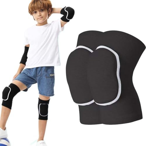 XUZOPIM 1 Paio Volleyball Knee Support Ginocchiere Pallavolo Cotton Sports Kneepad Non-Slip Anti-Shock Sponge Knee Support Elastic Knee Supports For Running Football Dancing (M,7-12 Years)