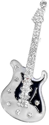 Brosche aus hypoallergener Legierung, Gitarre, Strasssteine, 6,8 cm, bunte Kristall-Emaille, Anstecknadel für Party, Bankett, Bühnenauftritt, Schmuck, Geschenk, UK (Männer und Frauen)