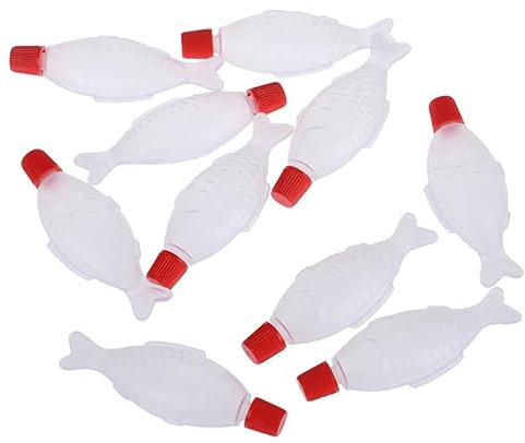 Yuiturt 10Pcs 4ml Fish-Shaped Soy Sauce Bottles, Mini Sushi Condiment Containers for Bento, Onigiri & Sashimi, Leak-Proof Seasoning Dispensers with Brush