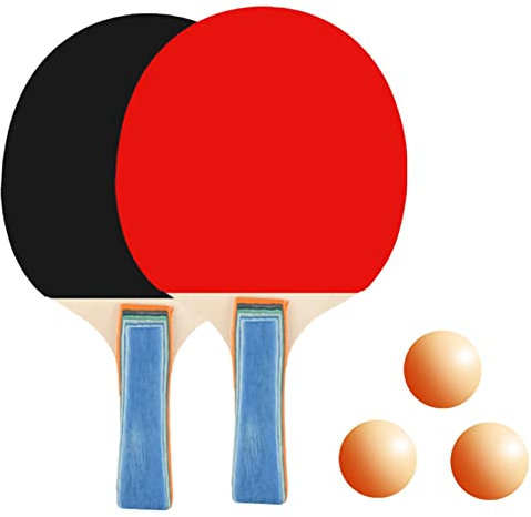 2PCS Table Tennis Racket with 3 Pong Ball,Rubber Pong Ball Paddle Set,Table Tennis Bats and Balls Professional Pong Bat Player Table Tennis Set for Home, Gym, Garden
