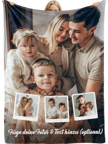 Bemaystar Personalisierte Geschenke - Personalisierte Decke, Decke mit Foto, Decke Personalisiert, Geschenke zum Muttertag Vatertag, Personalisiertes Geschenk für Frauen Mama Papa Freunde Kind