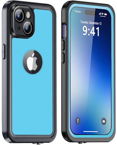 CASELIVE for iPhone 15 Case Waterproof with Built in Screen Protector, Shockproof Dustproof Heavy Duty Full Body IP68 Underwater Protective Phone Case for iPhone 15 6.1'' (Blue)