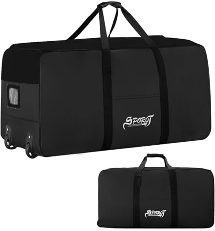 Reisetasche mit Rollen Große,120L Leichte Faltbare Handgepäck Tasche Sporttasche mit Rollen,Wasserdicht Reisetaschen Tragetasche für Herren Damen,Duffel Taschen für Reisen Camping,80x40x40cm (Schwarz)