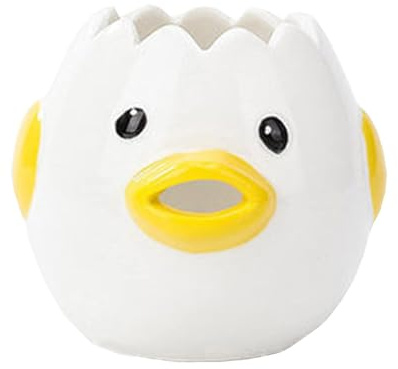 Cute Egg Separator, Ceramics Vomiting Chicken Egg Yolk White Separator, Practical Household Small Egg Filter Splitter, Kitchen Gadget Baking Assistant Tool, Dishwasher Safe (Yellow)