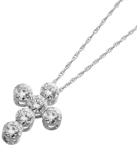 Ch.Abramowicz Brillant Kreuz Anhänger Kette Weißgold 585 14K Lab Grown Diamanten 1ct 45