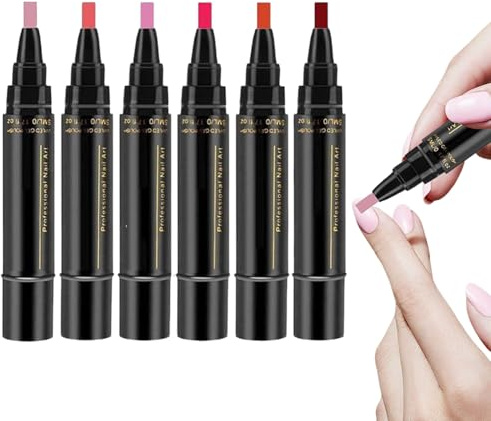 6 bolígrafos de uñas | Herramientas de manicura de larga duración | Bolígrafos de pintura de uñas para niñas, adolescentes, madres, práctica, salón, hogar, vacaciones, verano, boda