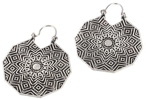 Tribalohrringe aus Messing, Boho Ethno Schmuck für Frauen, Model 7/silber